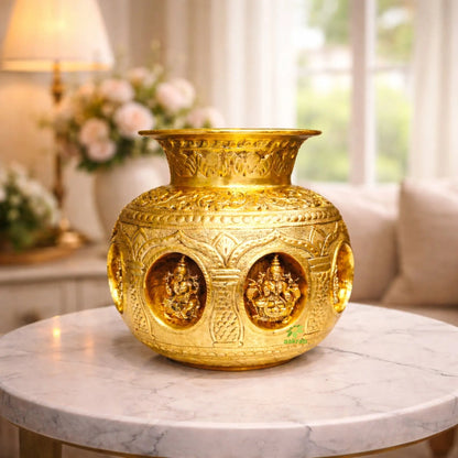 Brass Ashtalakshmi Puja Kalash for Wealth & Prosperity