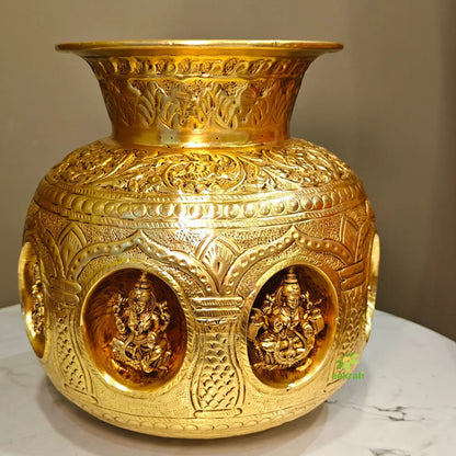 Brass Ashtalakshmi Puja Kalash for Wealth & Prosperity
