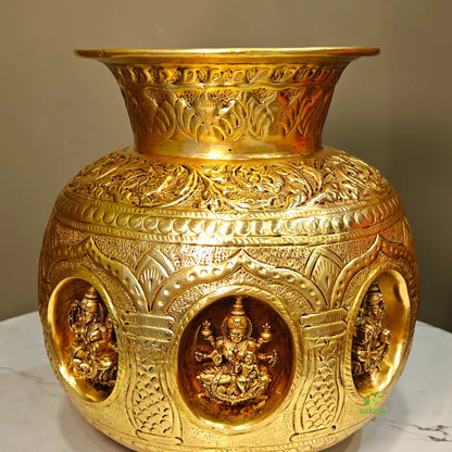 Brass Ashtalakshmi Puja Kalash for Wealth & Prosperity