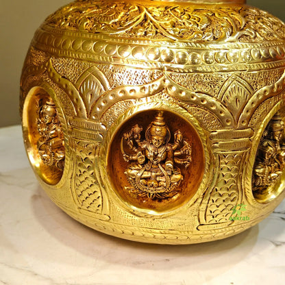 Brass Ashtalakshmi Puja Kalash for Wealth & Prosperity