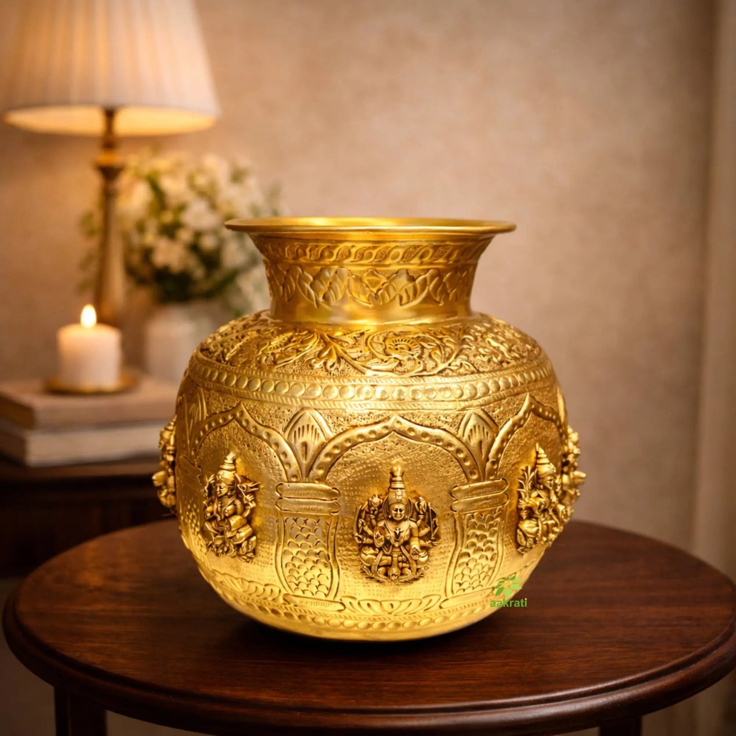 Brass Ashtalakshmi Kalash for Pooja – Traditional Sacred Design