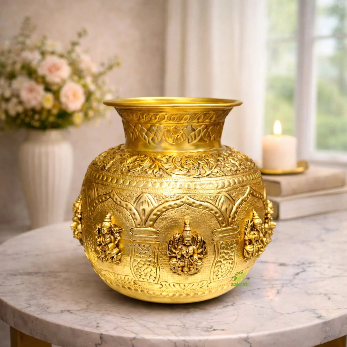 Brass Ashtalakshmi Puja Kalash for Home Temple & Mandir