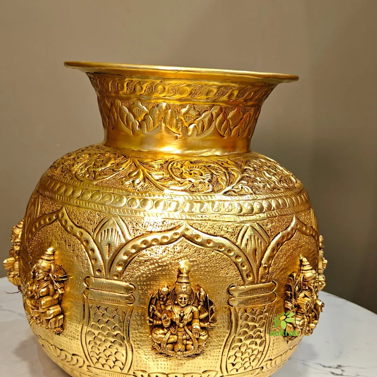 Brass Ashtalakshmi Puja Kalash for Home Temple & Mandir
