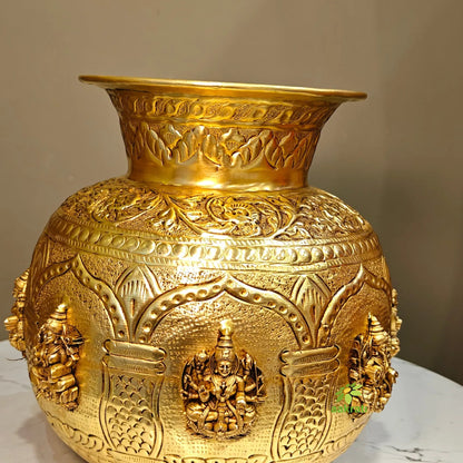 Brass Ashtalakshmi Puja Kalash for Home Temple & Mandir