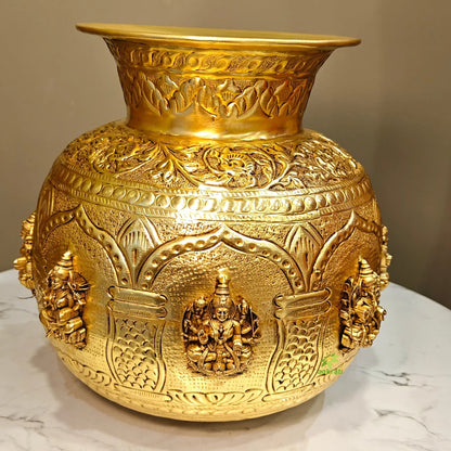 Brass Ashtalakshmi Kalash for Pooja – Traditional Sacred Design