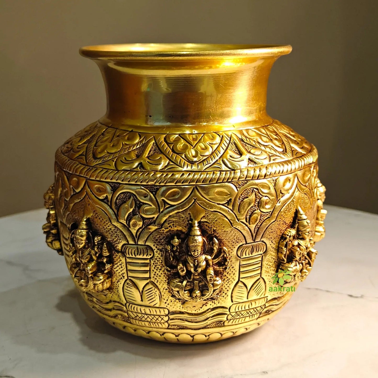 Divine Brass Ashtalakshmi Kalash for Pooja
