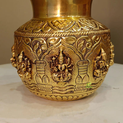Divine Brass Ashtalakshmi Kalash for Pooja