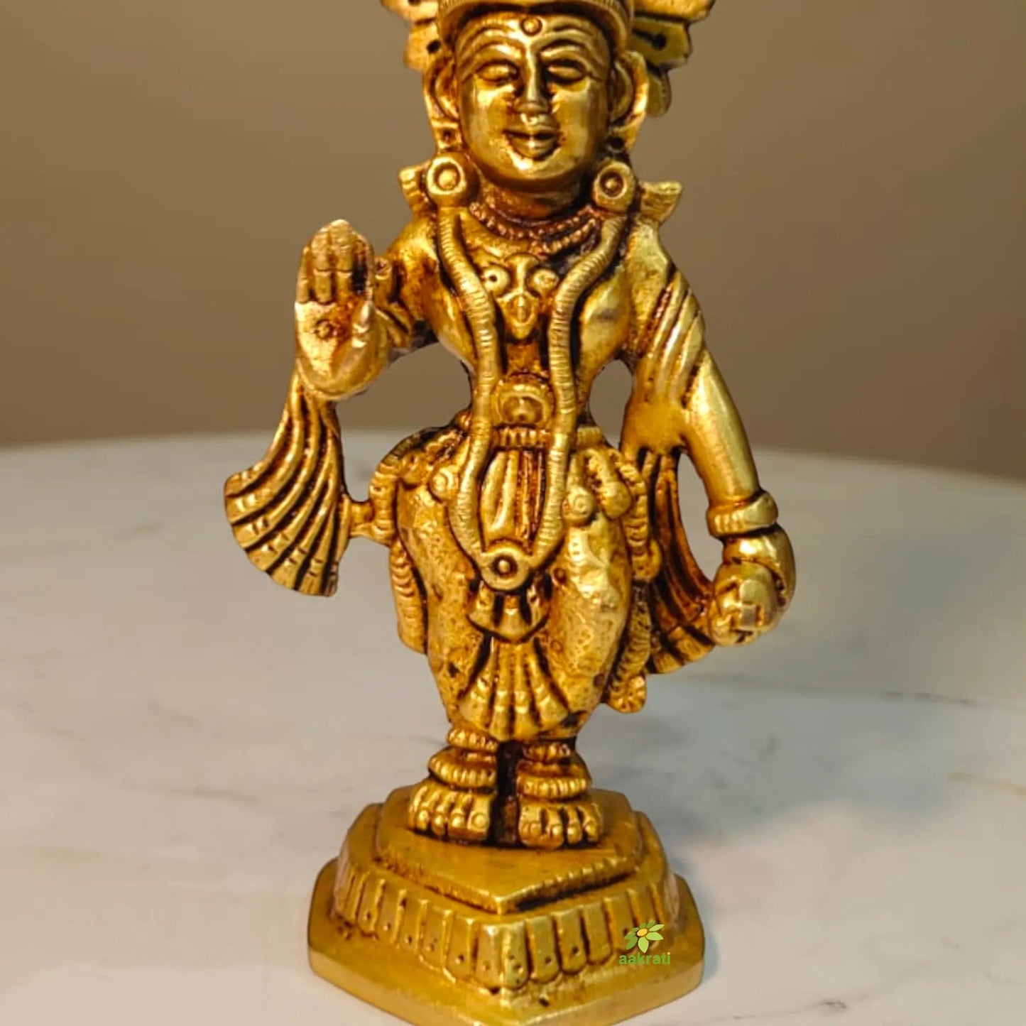 Handcrafted Brass Radha Murti | Divine Hindu Goddess Idol for Pooja & Spiritual Décor (Yellow, 5 Inches)