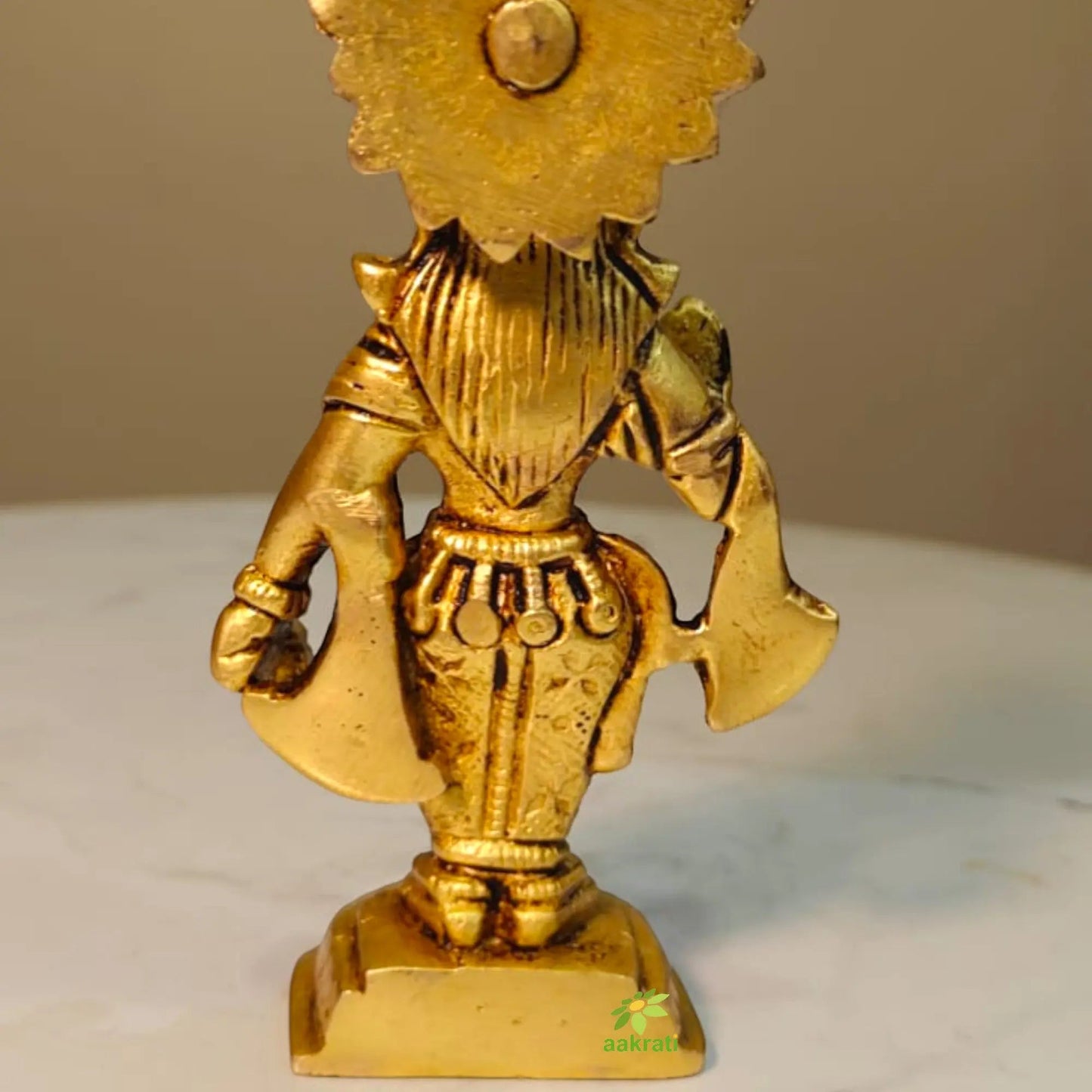 Handcrafted Brass Radha Murti | Divine Hindu Goddess Idol for Pooja & Spiritual Décor (Yellow, 5 Inches)