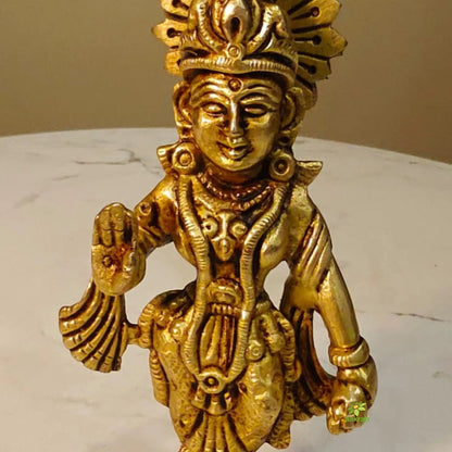 Handcrafted Brass Radha Murti | Divine Hindu Goddess Idol for Pooja & Spiritual Décor (Yellow, 5 Inches)