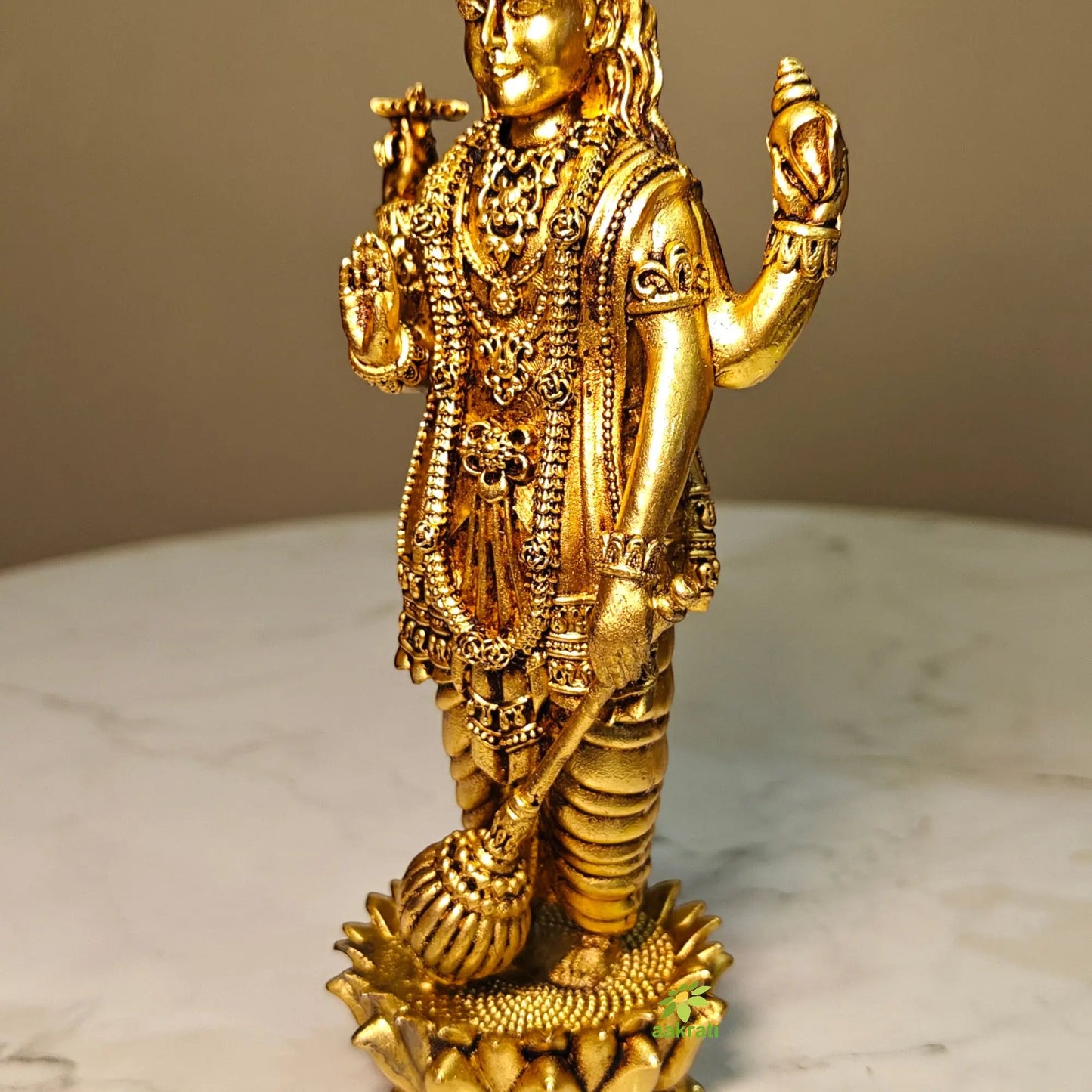 Brass Lord Vishnu Murti Standing | Light Weight Hindu God Idol for Mandir Decoration | Elegant Brass Lord Vishnu Standing Murti (Yellow, 6 Inches)