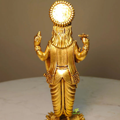 Brass Lord Vishnu Murti Standing | Light Weight Hindu God Idol for Mandir Decoration | Elegant Brass Lord Vishnu Standing Murti (Yellow, 6 Inches)