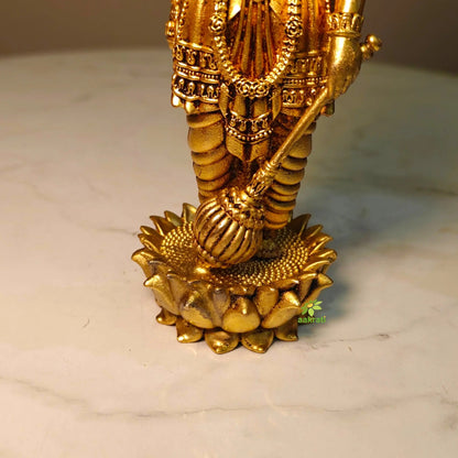 Brass Lord Vishnu Murti Standing | Light Weight Hindu God Idol for Mandir Decoration | Elegant Brass Lord Vishnu Standing Murti (Yellow, 6 Inches)