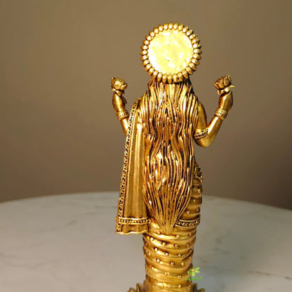 Lightweight Standing Goddess Idol for Mandir & Vastu Décor | Decorative Brass Goddess Lakshmi Standing Statue (Yellow, 6 Inches)