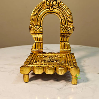 Brass Singhasan for God Idol | Decorative God Seat for Temple & Gifting | Traditional Brass God Singhasan (Yellow, 5 Inches)