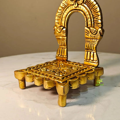 Brass Singhasan for God Idol | Decorative God Seat for Temple & Gifting | Traditional Brass God Singhasan (Yellow, 5 Inches)