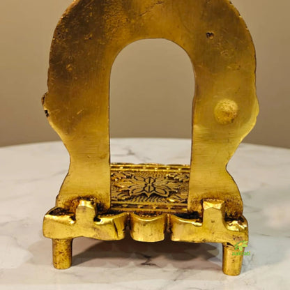 Brass Singhasan for God Idol | Decorative God Seat for Temple & Gifting | Traditional Brass God Singhasan (Yellow, 5 Inches)