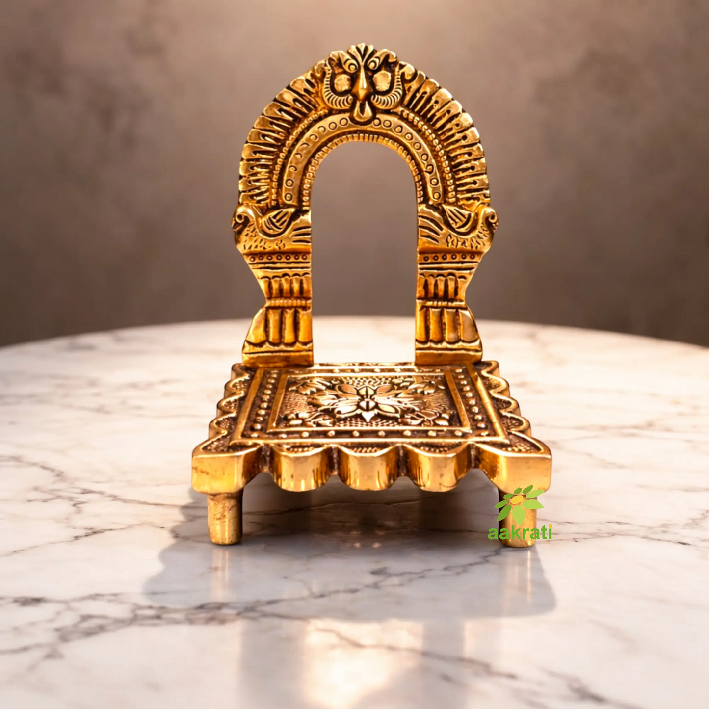 Traditional Brass Singhasan for Mandir | God Idol Throne for Mandir Decoration | Elegant Brass Singhasan for Idols  (Yellow,4 Inches)