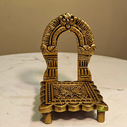 Traditional Brass Singhasan for Mandir | God Idol Throne for Mandir Decoration | Elegant Brass Singhasan for Idols  (Yellow,4 Inches)