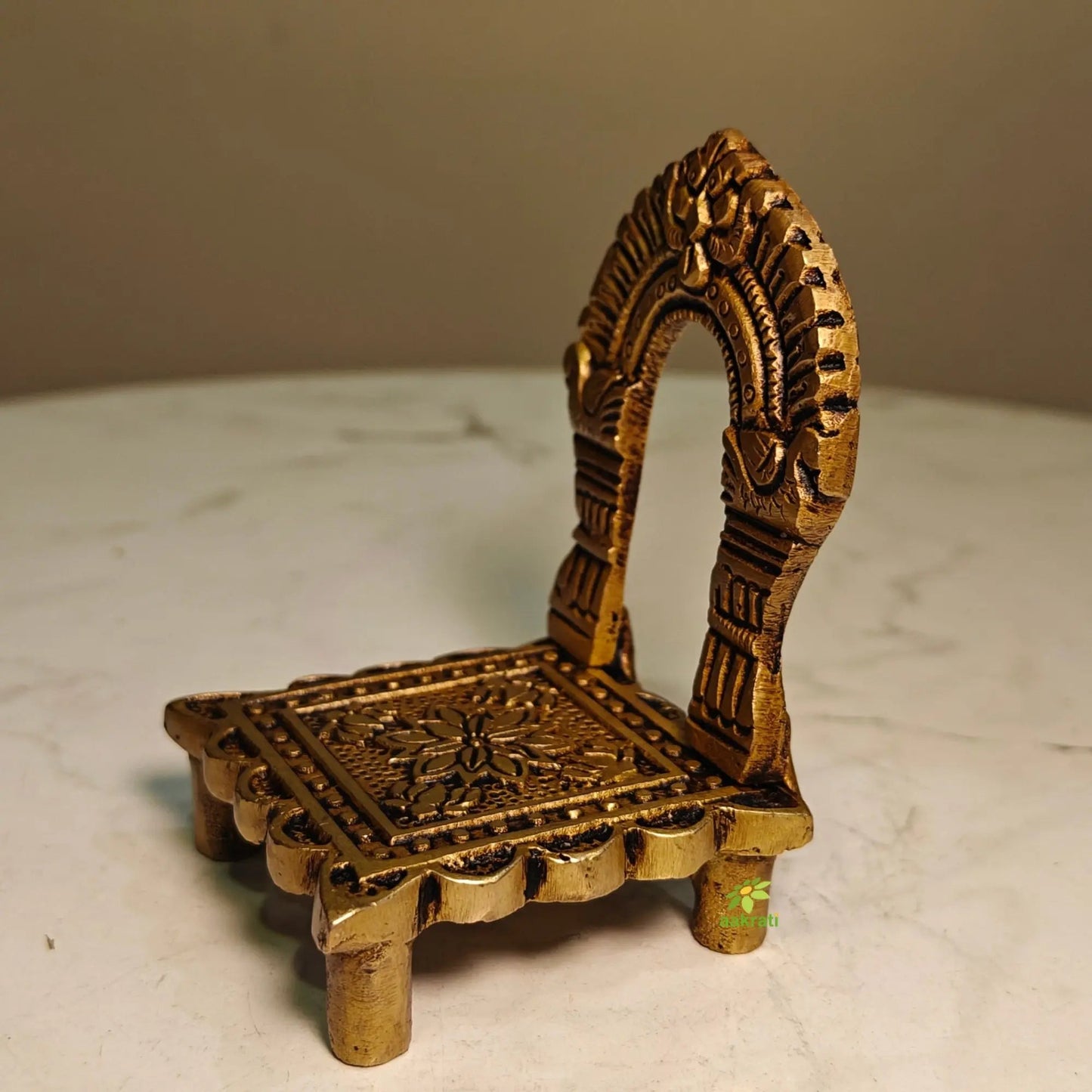 Traditional Brass Singhasan for Mandir | God Idol Throne for Mandir Decoration | Elegant Brass Singhasan for Idols  (Yellow,4 Inches)