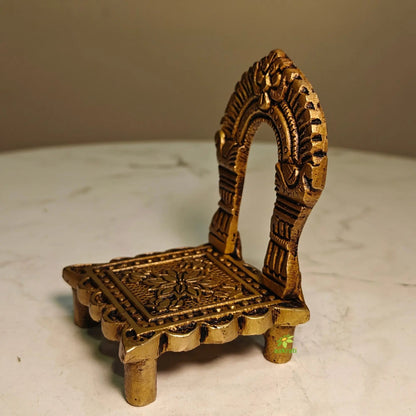 Traditional Brass Singhasan for Mandir | God Idol Throne for Mandir Decoration | Elegant Brass Singhasan for Idols  (Yellow,4 Inches)