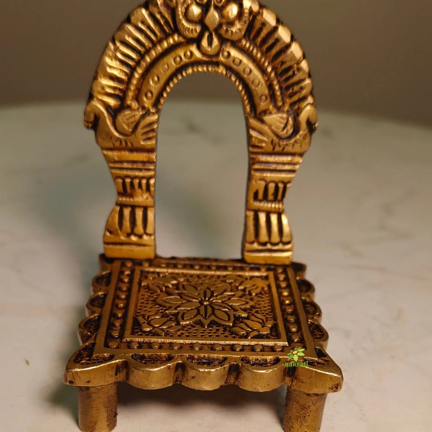 Traditional Brass Singhasan for Mandir | God Idol Throne for Mandir Decoration | Elegant Brass Singhasan for Idols  (Yellow,4 Inches)
