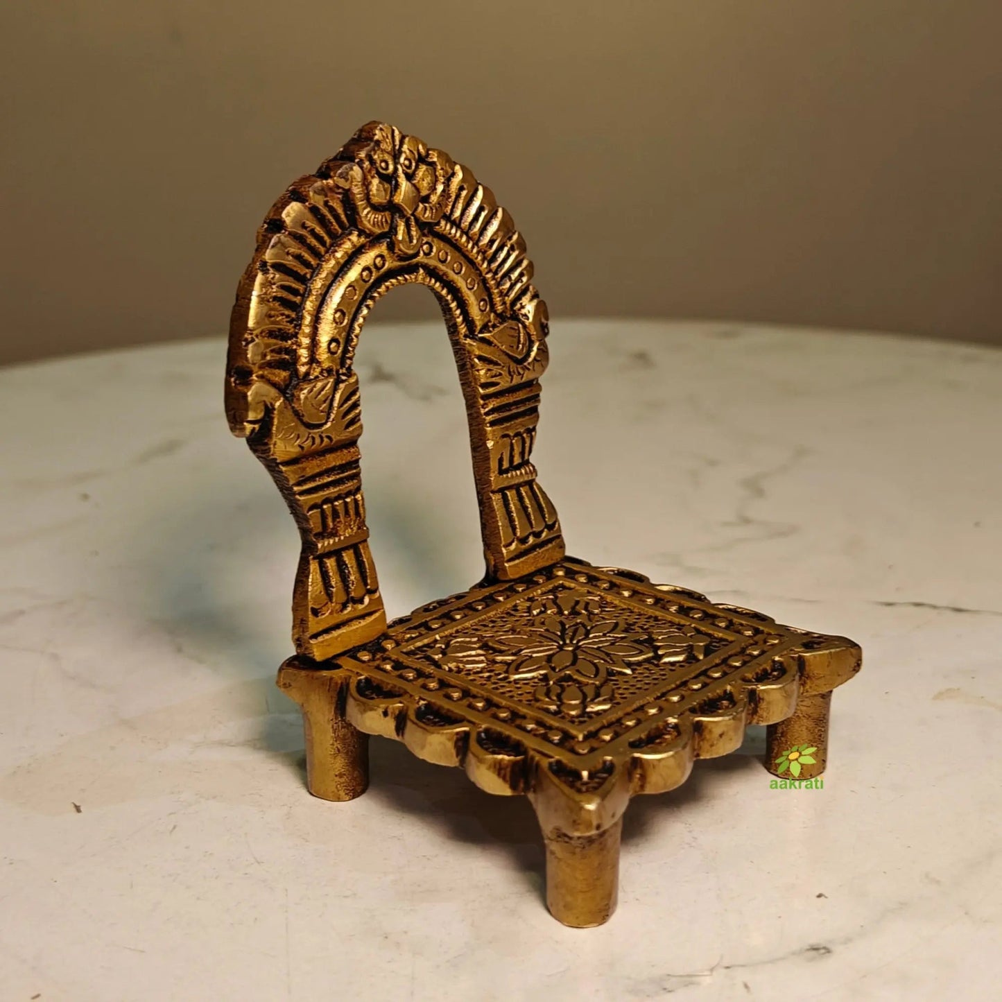 Traditional Brass Singhasan for Mandir | God Idol Throne for Mandir Decoration | Elegant Brass Singhasan for Idols  (Yellow,4 Inches)