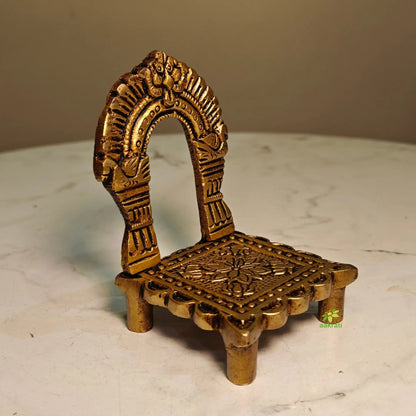 Traditional Brass Singhasan for Mandir | God Idol Throne for Mandir Decoration | Elegant Brass Singhasan for Idols  (Yellow,4 Inches)