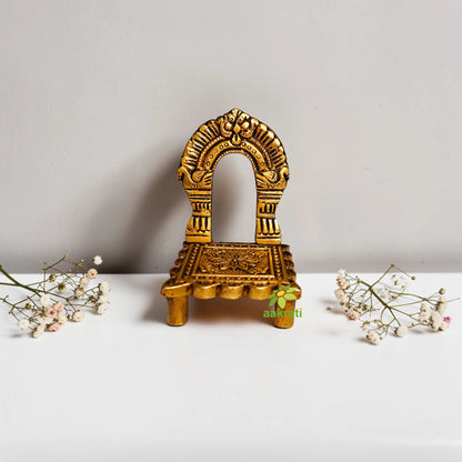 Premium Brass Singhasan God Idol Seat for Mandir & Pooja Room Décor | Pooja Idol Throne Seat for Spiritual Home Décor (Yellow, 3 Inches)