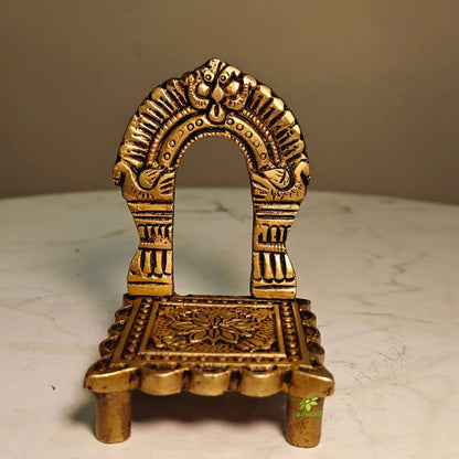Premium Brass Singhasan God Idol Seat for Mandir & Pooja Room Décor | Pooja Idol Throne Seat for Spiritual Home Décor (Yellow, 3 Inches)