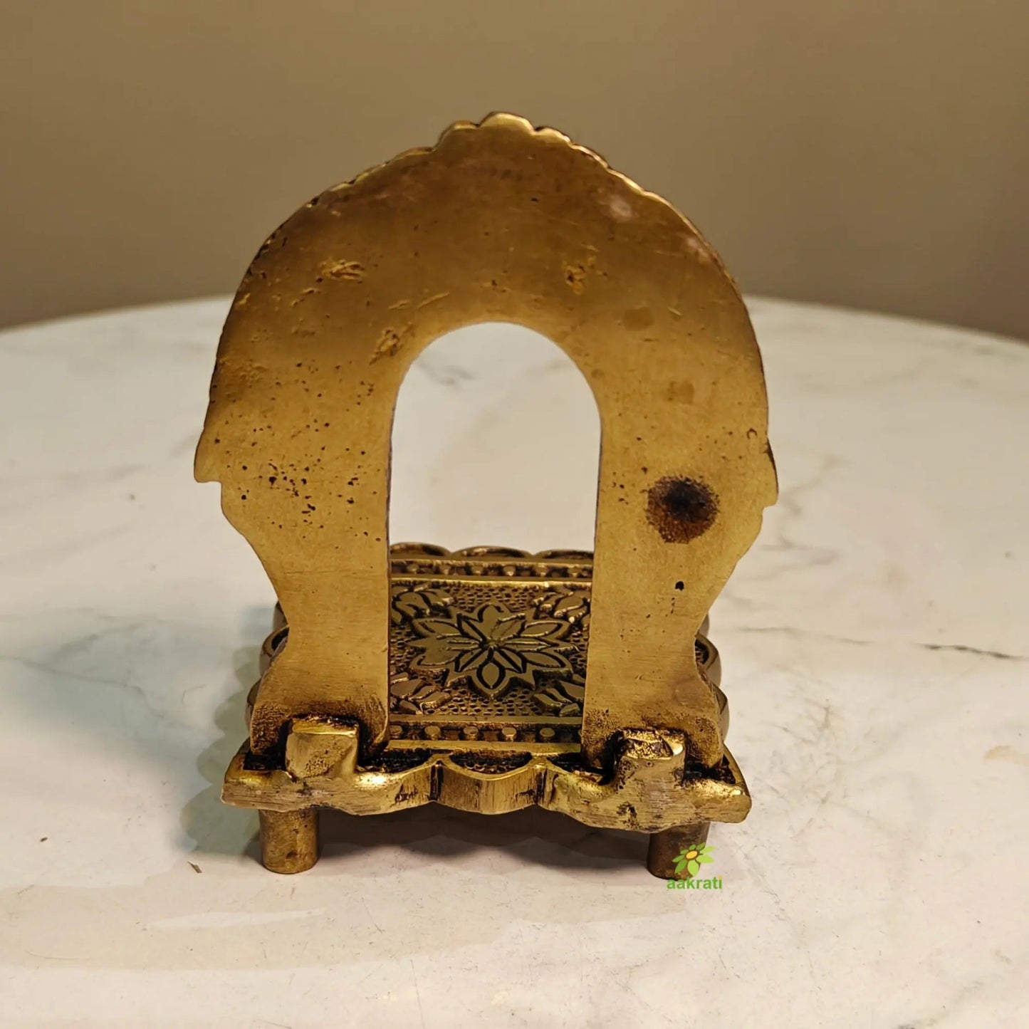 Premium Brass Singhasan God Idol Seat for Mandir & Pooja Room Décor | Pooja Idol Throne Seat for Spiritual Home Décor (Yellow, 3 Inches)
