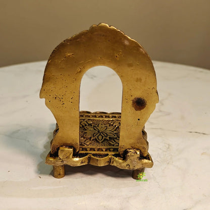 Premium Brass Singhasan God Idol Seat for Mandir & Pooja Room Décor | Pooja Idol Throne Seat for Spiritual Home Décor (Yellow, 3 Inches)