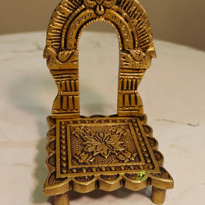 Premium Brass Singhasan God Idol Seat for Mandir & Pooja Room Décor | Pooja Idol Throne Seat for Spiritual Home Décor (Yellow, 3 Inches)
