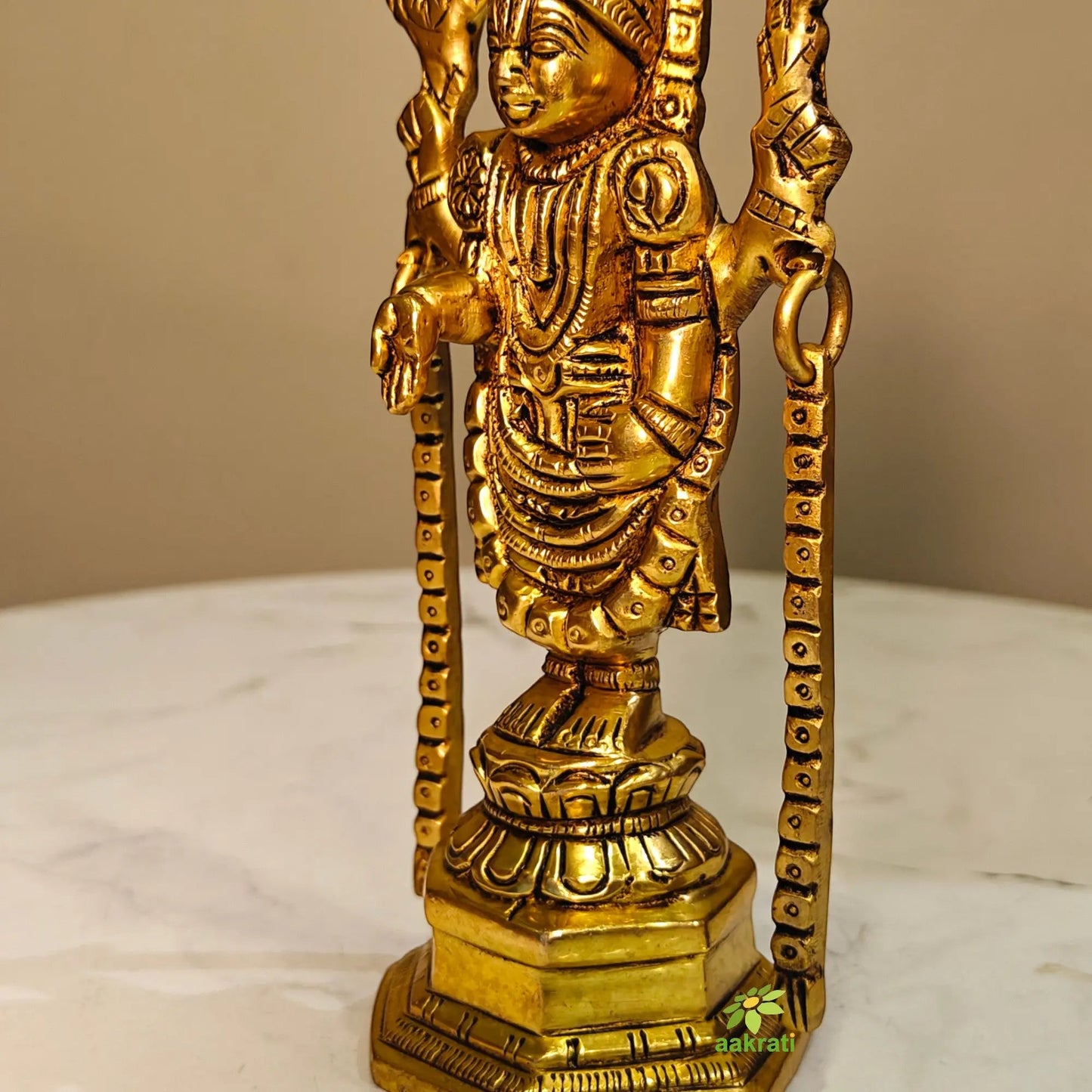 Traditional Brass Tirupati Balaji Statue | Religious Hindu God Idol for Temple & Gifting | Spiritual Hindu God Idol for Mandir & Festivals (Yellow, 6 Inches)