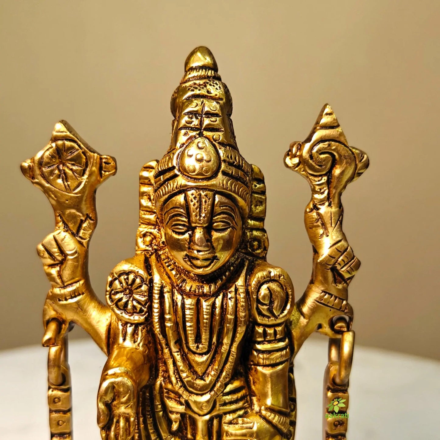 Traditional Brass Tirupati Balaji Statue | Religious Hindu God Idol for Temple & Gifting | Spiritual Hindu God Idol for Mandir & Festivals (Yellow, 6 Inches)