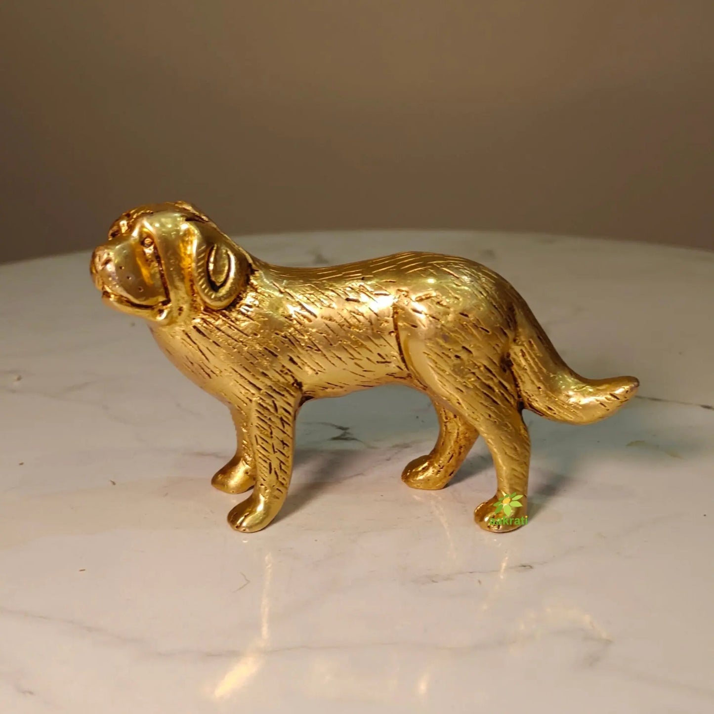 Pure Brass Dog Showpiece | Classic Decorative Animal Statue for Home Décor | Decorative Collectible Gift for Animal Lovers (Yellow,2.5 Inches)