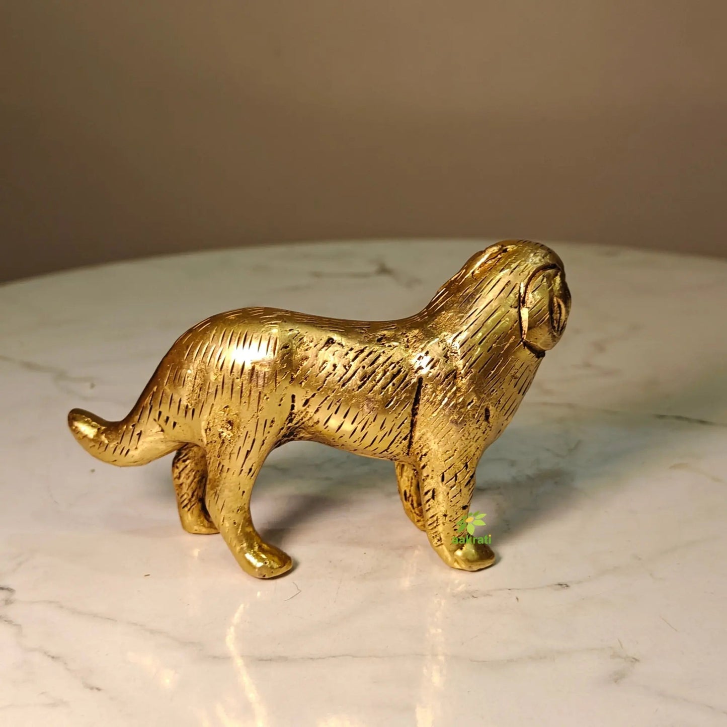Pure Brass Dog Showpiece | Classic Decorative Animal Statue for Home Décor | Decorative Collectible Gift for Animal Lovers (Yellow,2.5 Inches)