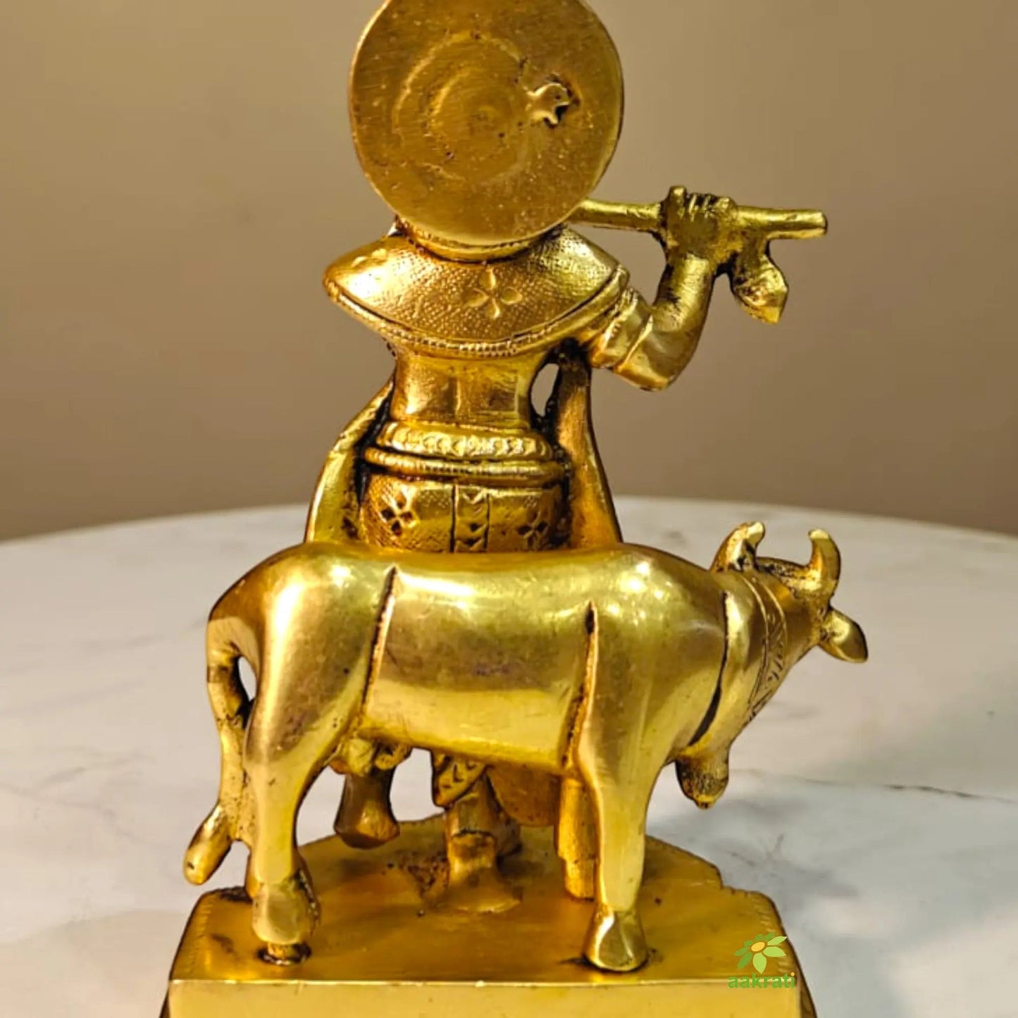 Brass Krishna Cow Murti