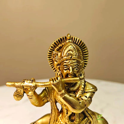 Brass Krishna Cow Murti