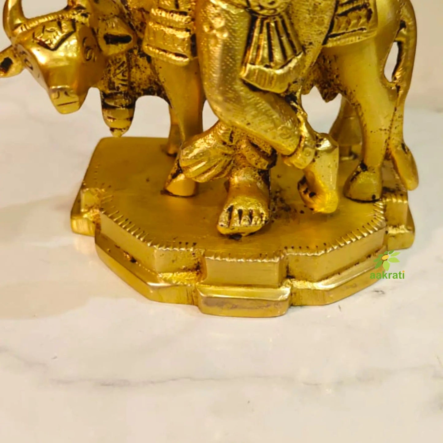 Brass Krishna Cow Murti