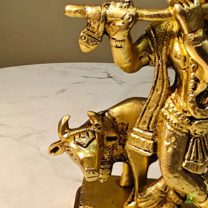 Brass Krishna Cow Murti