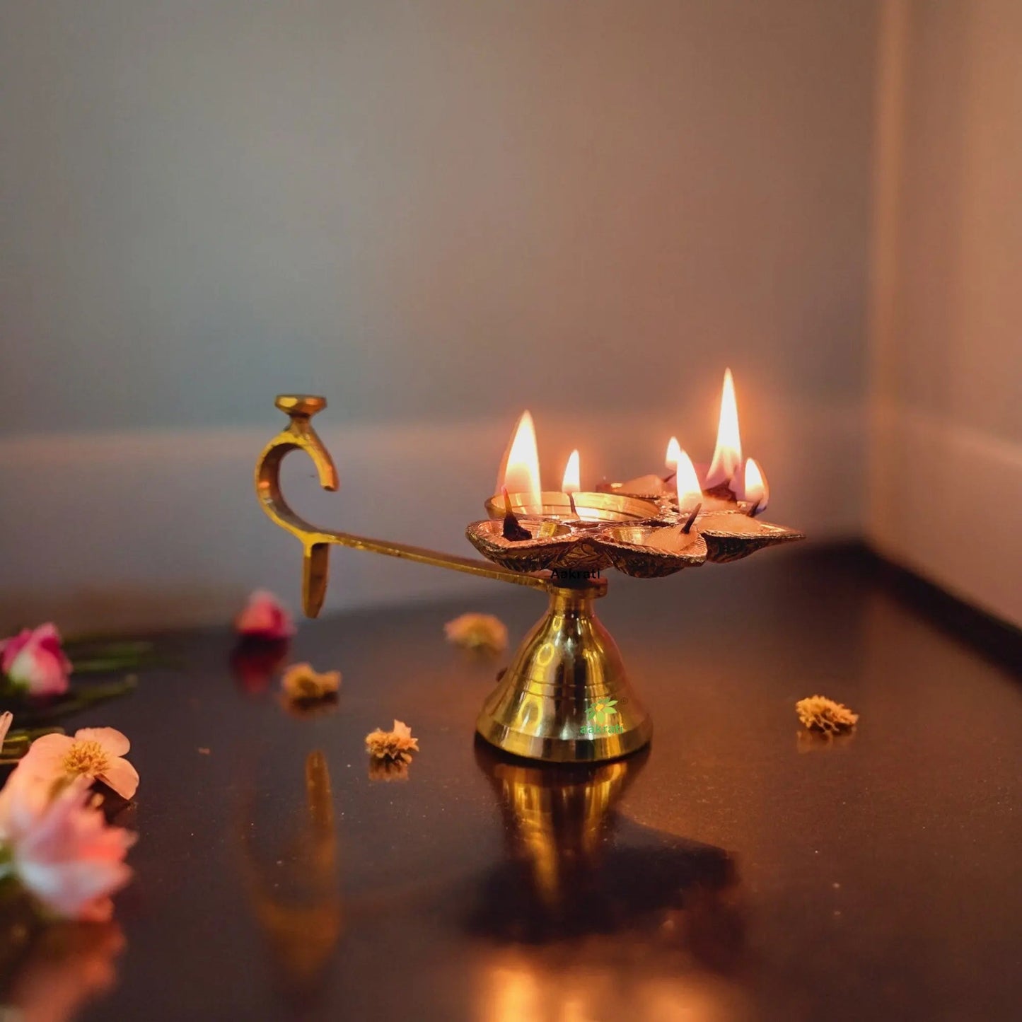 Brass Pooja Set – Laxmi Ganesh Murti, Balaji Charan Footprints & Diya – Traditional Hindu Gift Set for Vastu, Positive Energy & Divine Blessings - GIft Hamper
