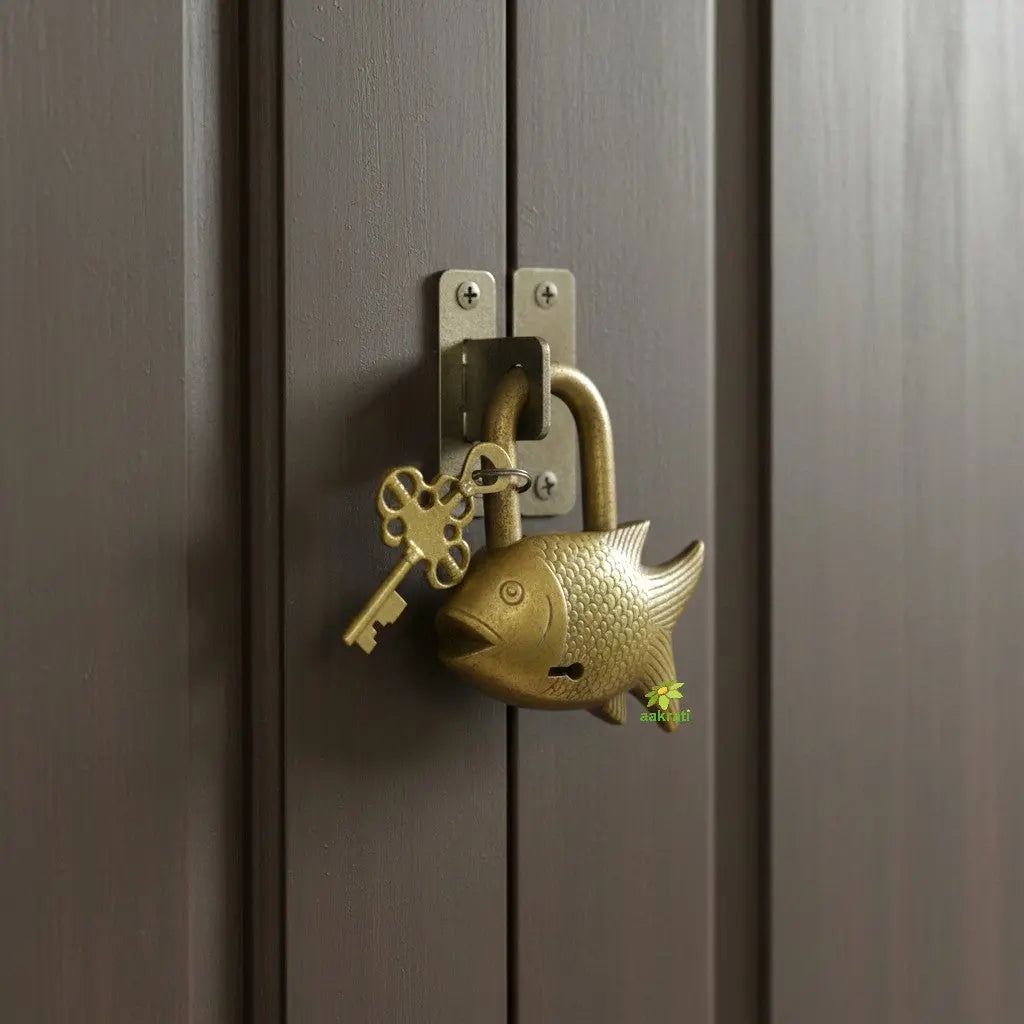 Rustic Brass Handmade Padlock | Traditional Security with an Antique Touch | Brass Antique Padlock ( Yellow, 3.5 inch)
