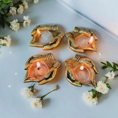 Brass Laxmi Ganesh Idols with Hanging Bell and Diya Set | Handcrafted Pooja Gift Combo for Diwali, Housewarming & Home Temple Decor | Gift Hamper