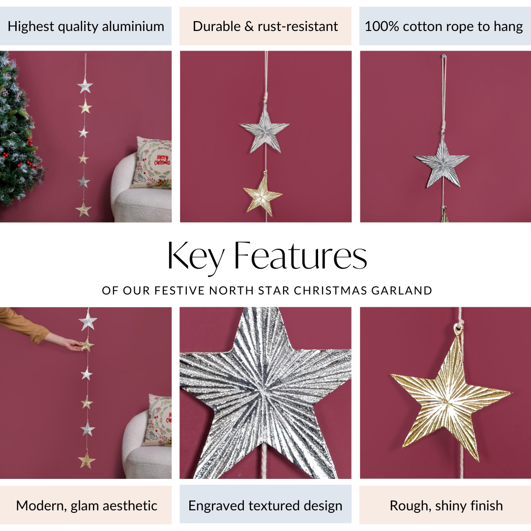 Glam Festive Christmas Star Garland Nestasia