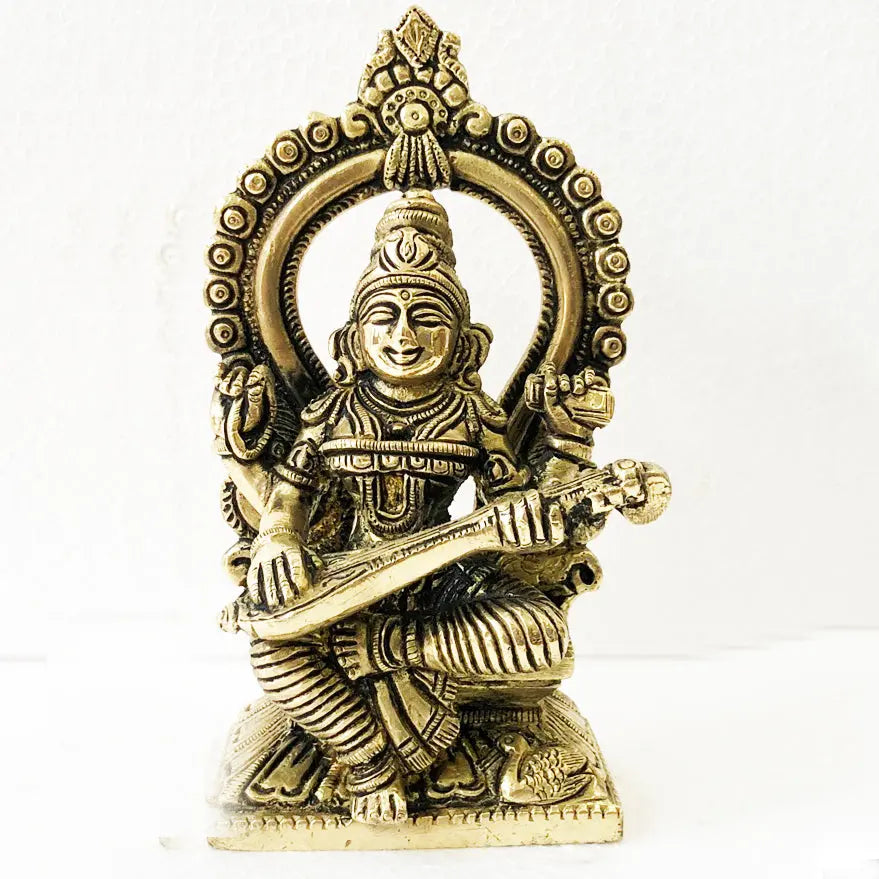 Goddess Saraswati Glorious Brass Statue