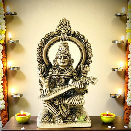 Goddess Saraswati Glorious Brass Statue By kafalo