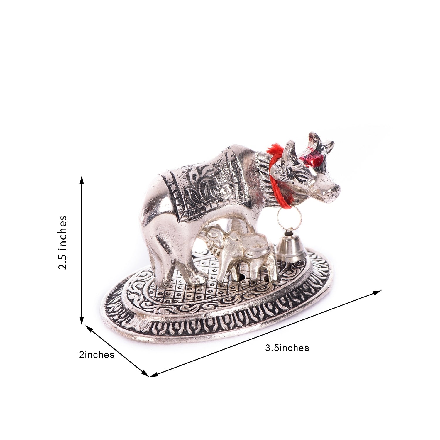 Silver Metal Handcrafted Cow and Calf Figurine Kafalo