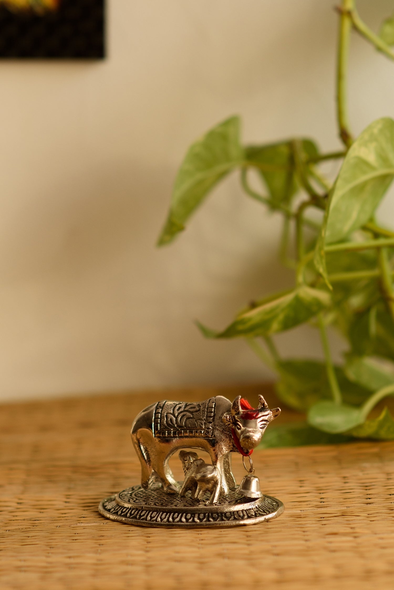 Silver Metal Handcrafted Cow and Calf Figurine Kafalo