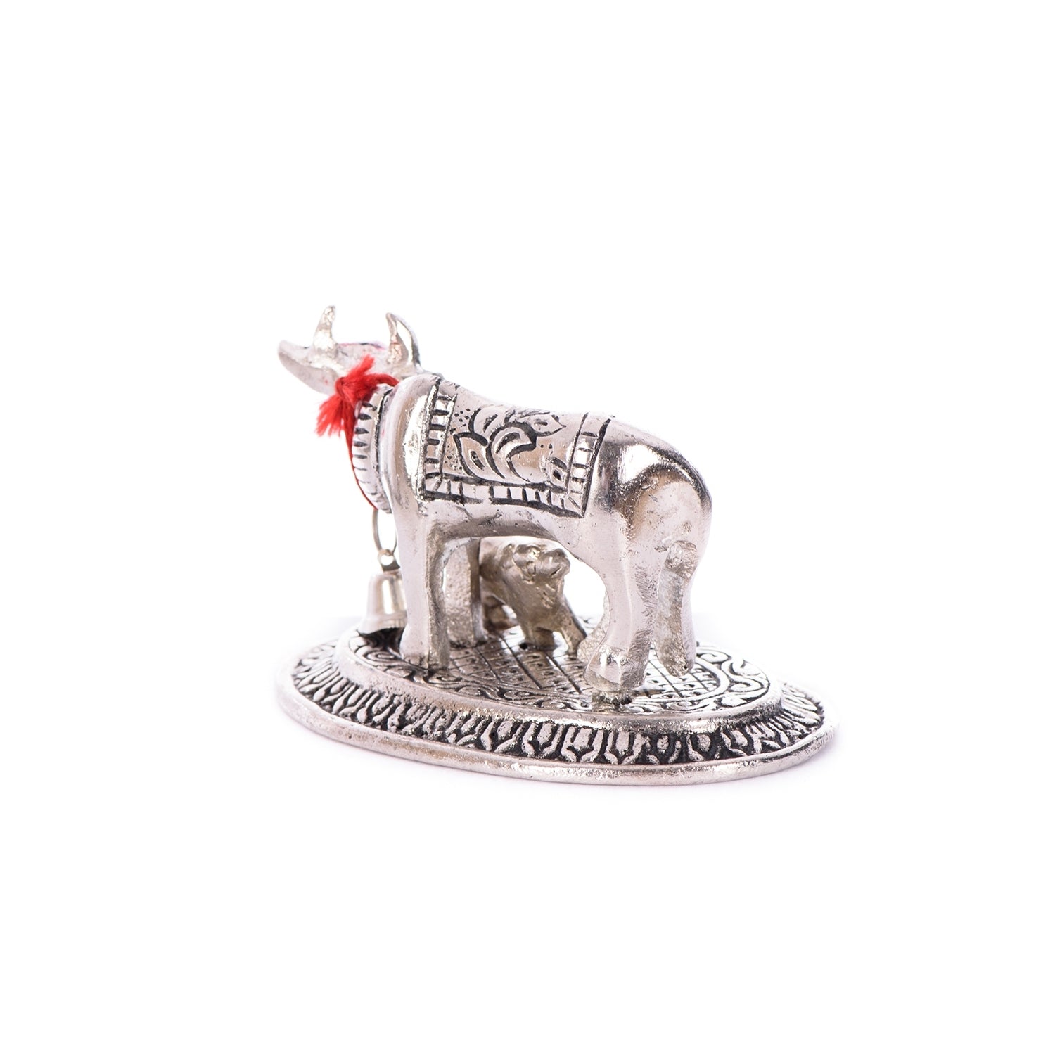 Silver Metal Handcrafted Cow and Calf Figurine Kafalo
